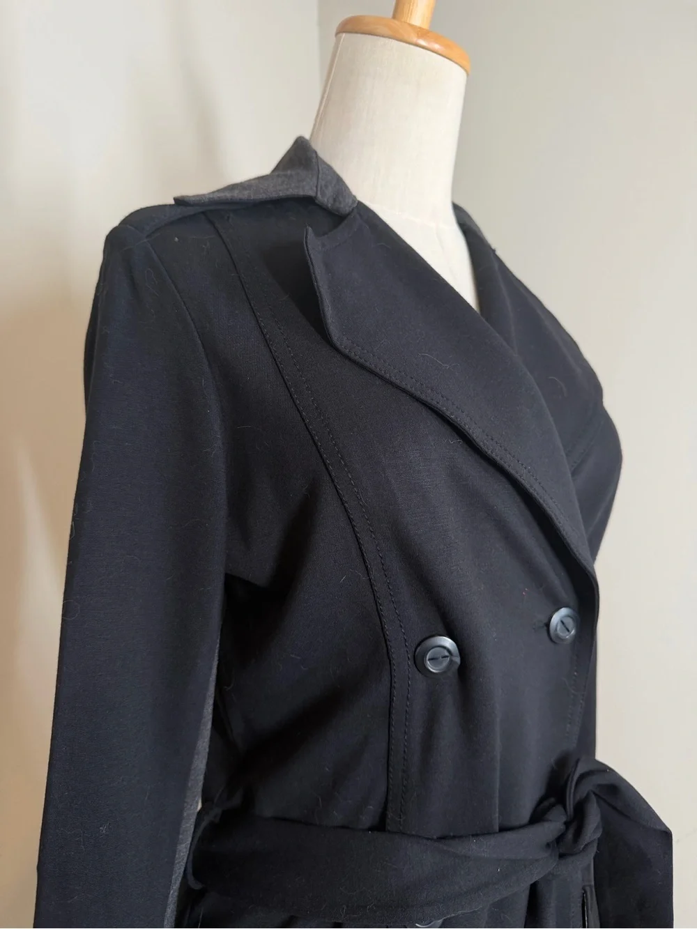 Michael Stars Women’s Classic Black -SZ S- Double-Breasted Short Trench Coat